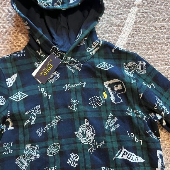 POLO RALPH LAUREN KIDS graphic-print long-sleeve hoodie Sz Large (14-16) - Picture 2 of 4